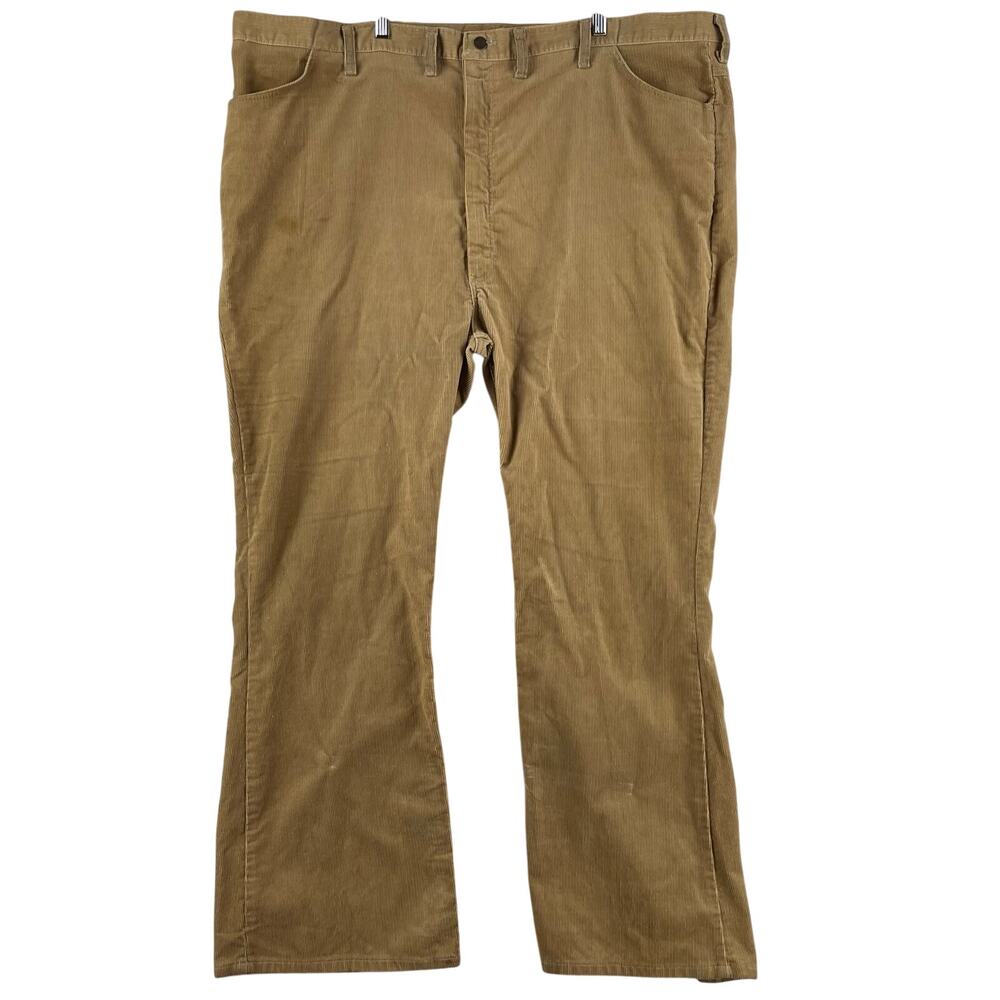 Vintage (1981) Wrangler Mens Corduroy Pants 48x31 Tan Bootcut Made in USA